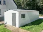 Garaż blaszany Biały RAL 9006 3 x 7 brama Grafit Mat