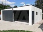 Garaż blaszany biały 7 x 7, Spad dachu na lewa stronę