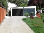 Garaż blaszany biały 7 x 7, Spad dachu na lewa stronę