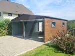 Garaż blaszany dwuspadowy 6 x 6.5 drewnopodobny Orzech