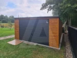 Garaż blaszany złoty dąb 4.5 x 6, spad dachu do tyłu